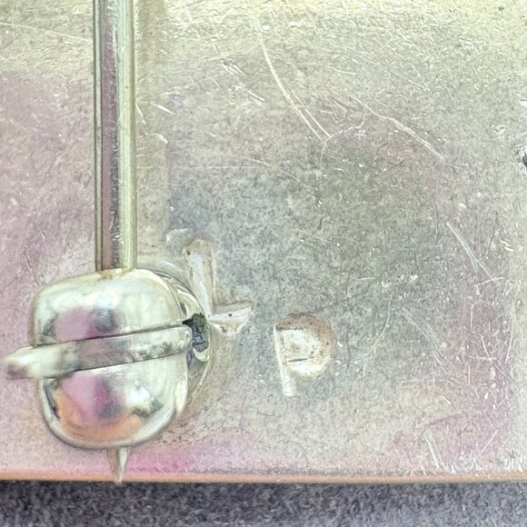 VTG Solid Sterling Silver 925 Kokopelli Trapezoid Brooch Size 1" Length - Picture 6 of 9